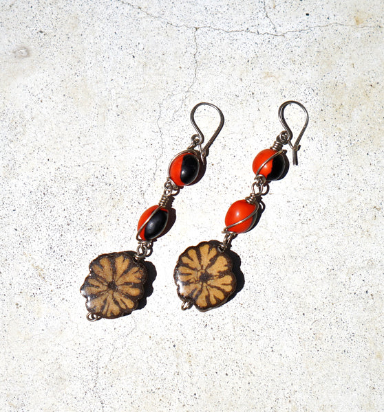 Ayahuasca and Huayruro seeds Earrings