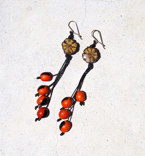 Ayahuasca and Huayruro seeds Earrings